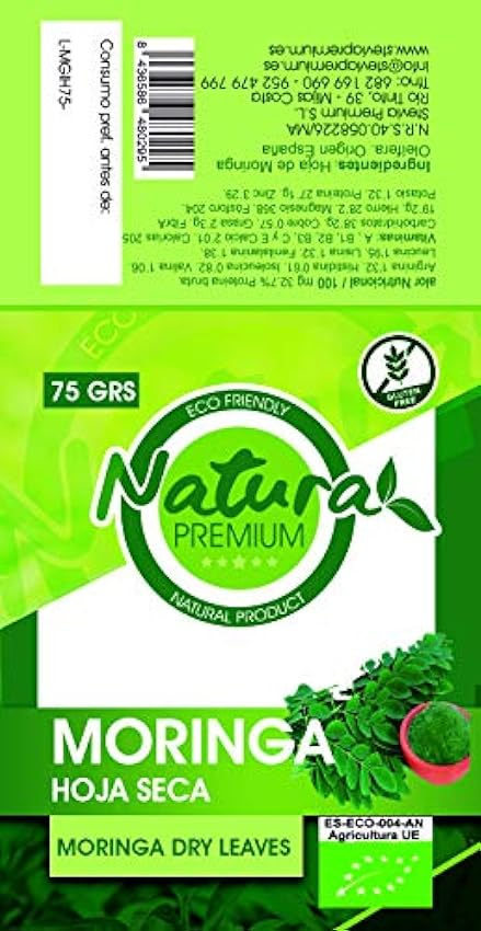 Natura Premium Moringa - Hoja Seca Kraft Bio 75 g L0Cf16Cl