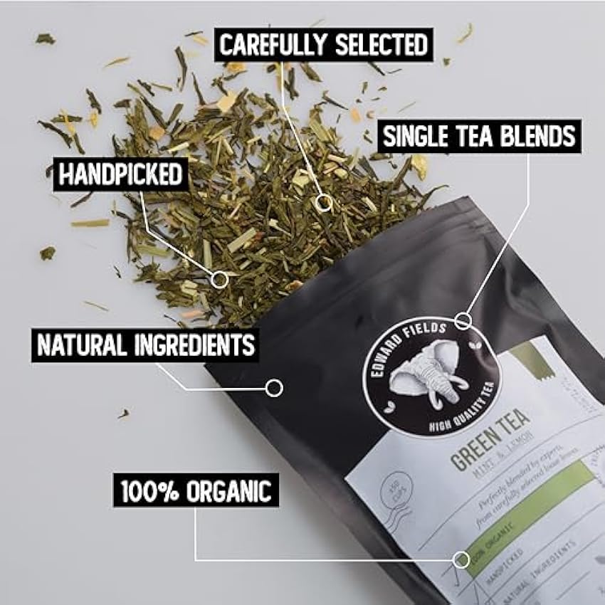 Edward Fields Tea ® - Té Negro Chai Latte orgánico a granel. Té bio recolectado a mano con ingredientes y aromas naturales y ecológicos. India. 60g / 30 tazas KLlTVde8