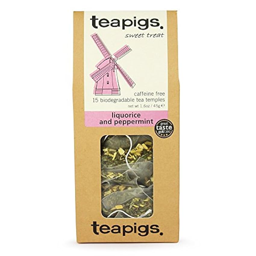 Teapigs Bolsas de té de regaliz y menta, fabricadas con hojas enteras (1 paquete de 15 bolsas). gq86ZtFi