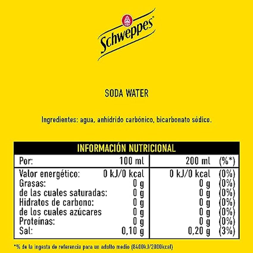 Schweppes Soda Water, Bebida Refrescante - Botella PET, Pack 12 x 1 L kgZlO5wA
