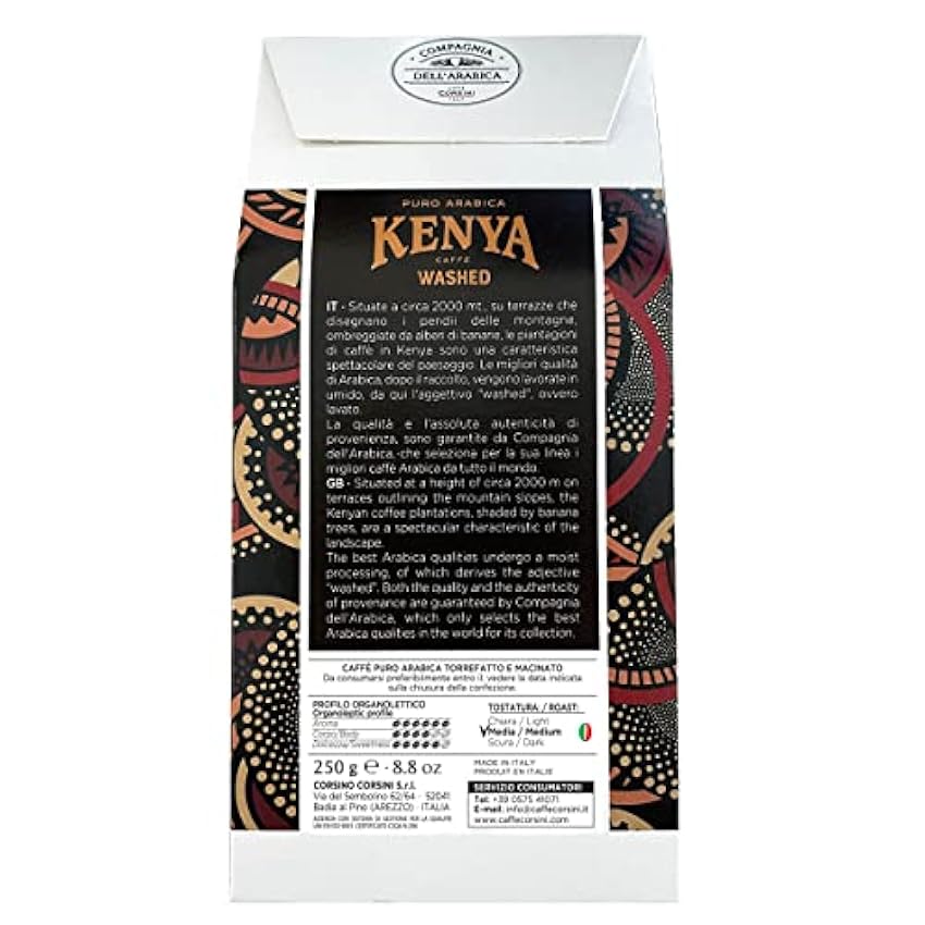 Compagnia dell´Arabica Kenya, Café molido - 3 de 250 gr. (Total 750 gr.) KVvMFWFS