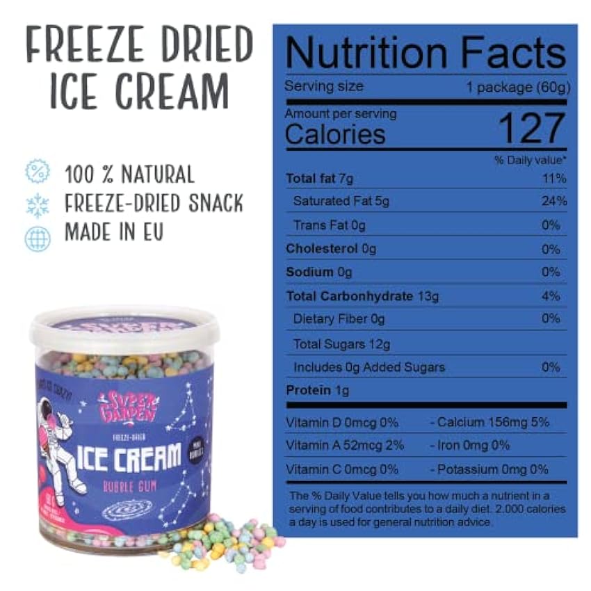 Mini helado de chicle liofilizado - Caramelo - Comida deliciosa para astronautas, comida para acampar de Super Garden kIUDNYhc