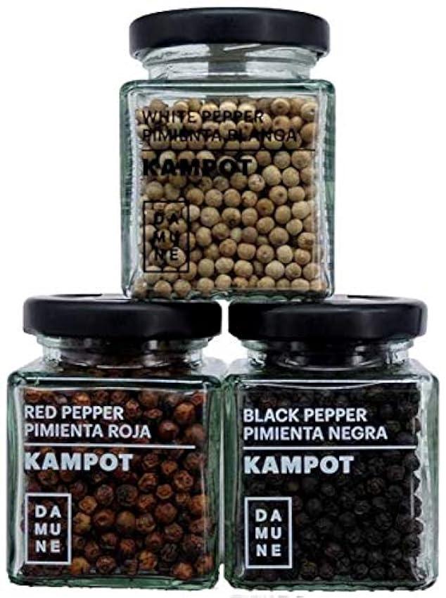 Pimienta Kampot Premium en grano: Negra (60g), Blanca (