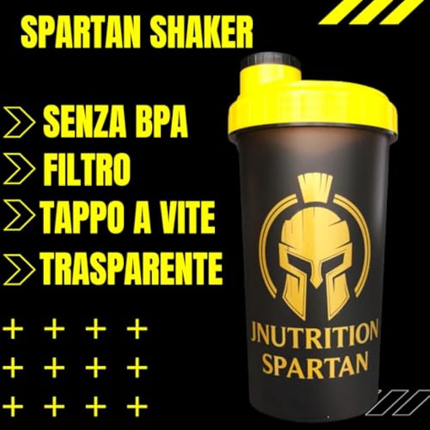 Spartan JNutrition Shaker para batidos de proteínas y aminoácidos, sin BPA, cuerpo transparente, fácil de limpiar, incluye filtro, con tapón de rosca para un cierre seguro ncvxqgoe