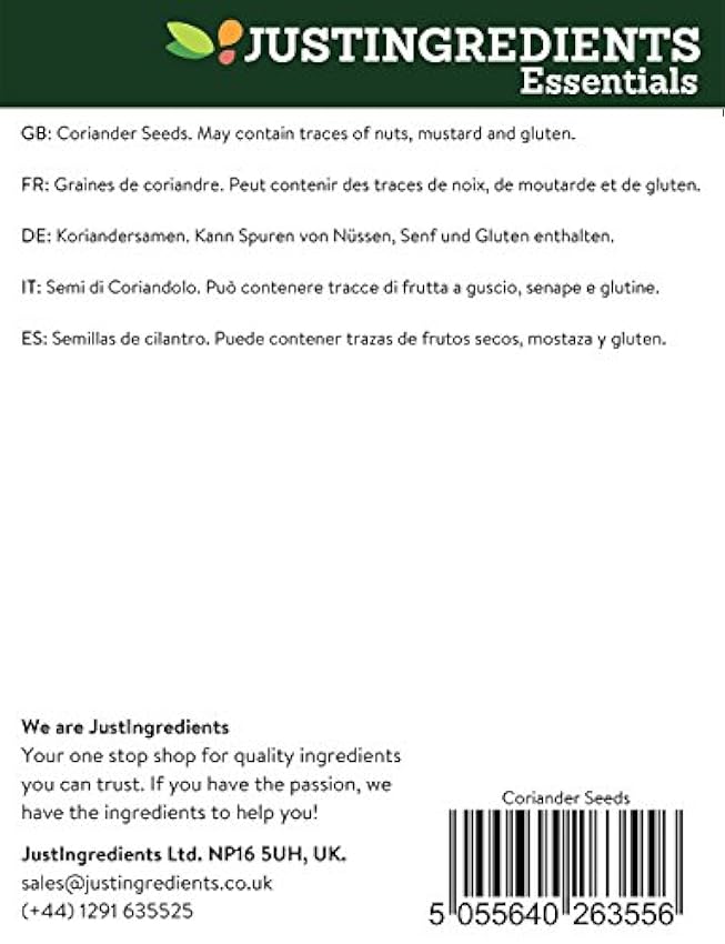 JustIngredients Essential Semillas de Cilantro - 1000 gr, Paquete de 2, Total 2000 gr GfSNFy4M