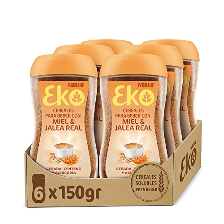 Eko MIEL Y JALEA REAL, cereales para beber, frasco de vidrio 150g, Pack de 6x150g oynmmAKv