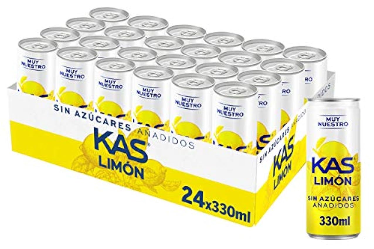 Kas Bebida Refrescante de Zumo de Limón con Edulcorantes, sin Azúcares Añadidos - 330 ml - 1 Caja -24 unidades K05zCWyQ