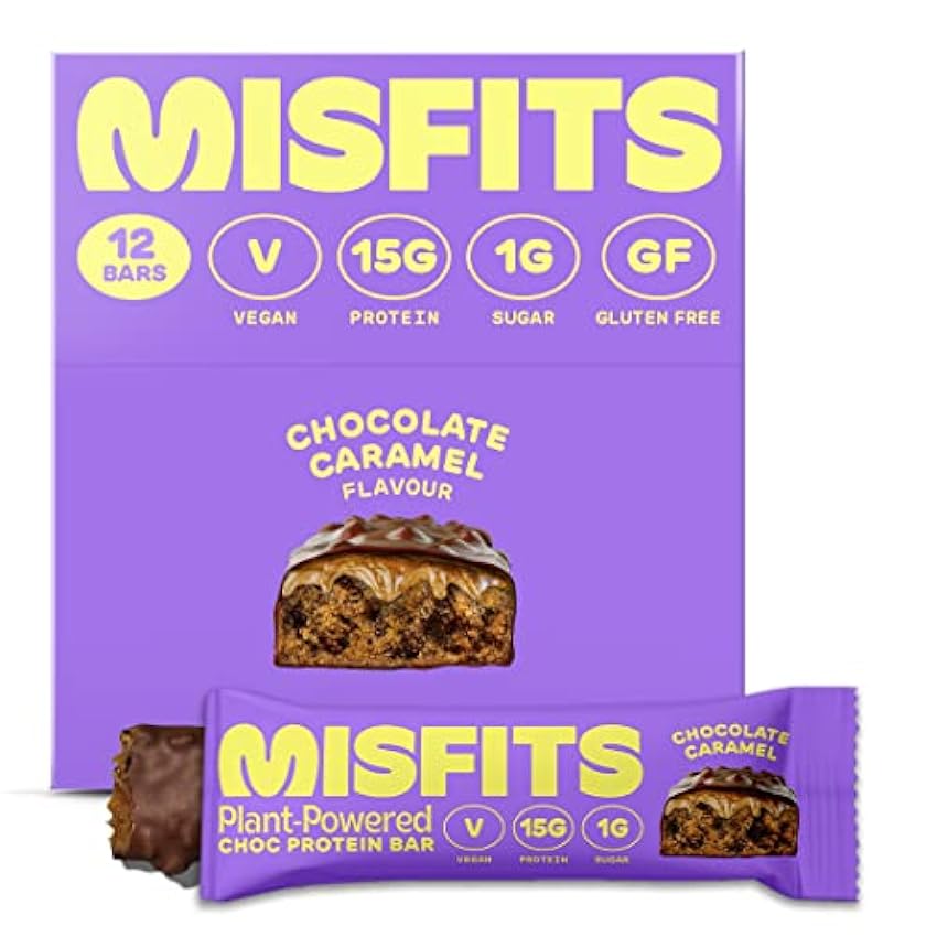Misfits Vegan Protein Bar 12x45g Chocolate Caramel gKAv