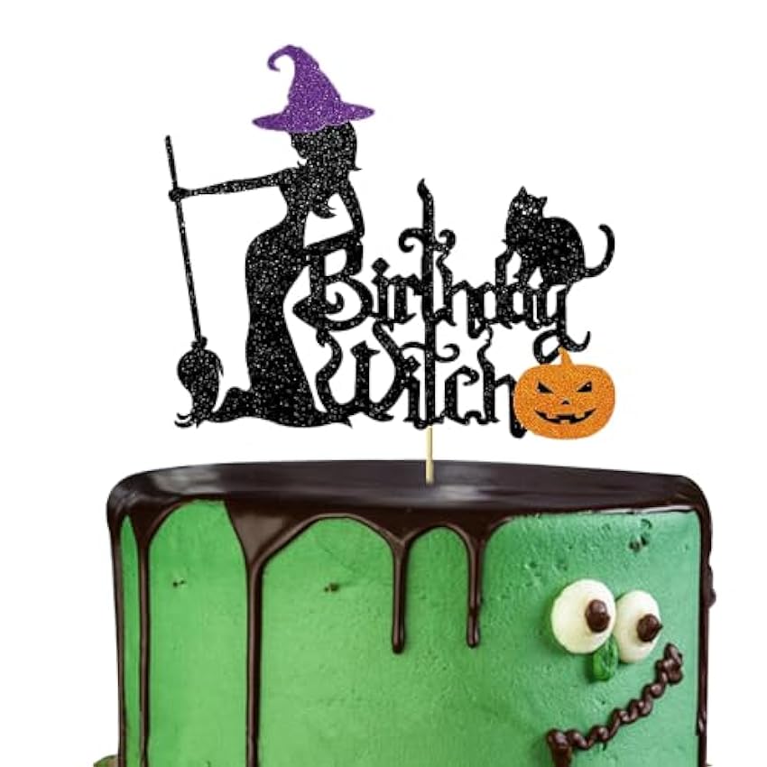 Decoración para pastel de bruja de cumpleaños, purpurin