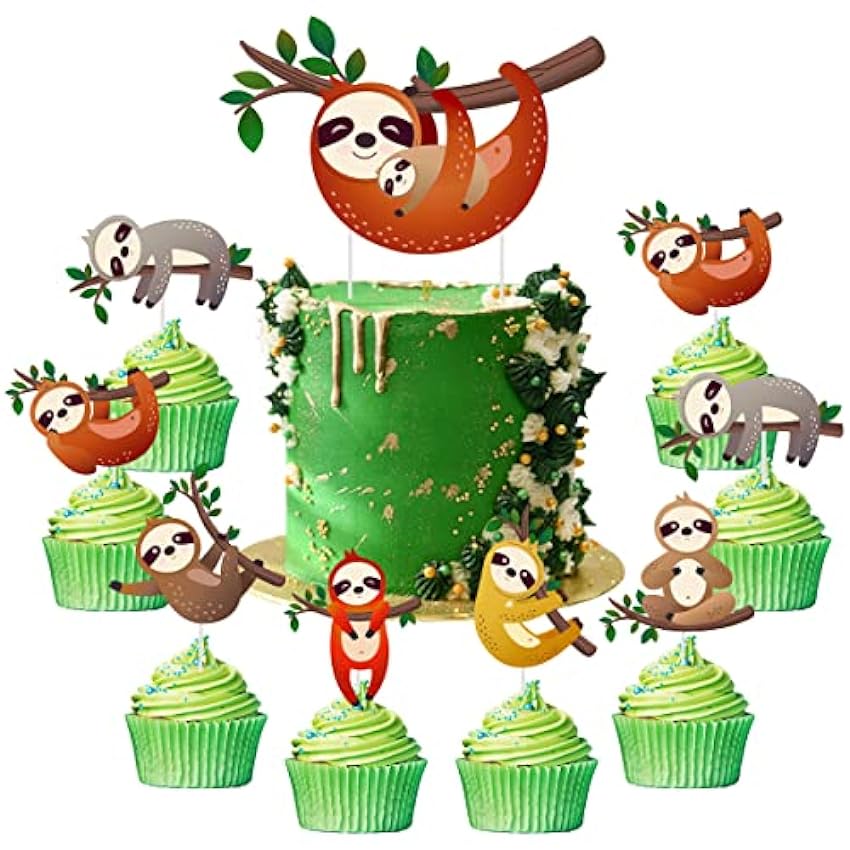 25 adornos para tartas de perezosos y cupcakes, decorac
