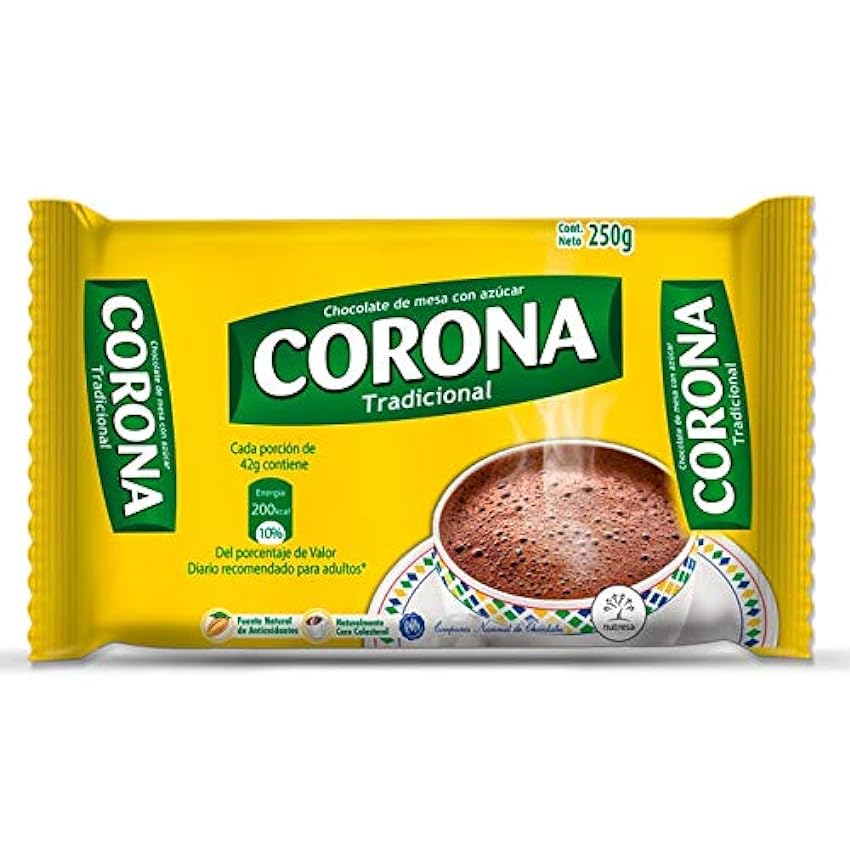 Corona - Preparado de Cacao con Azúcar en Tableta para Fundir en la Taza - Producto Colombiano - Ideal para Una Buena Chocolatada 10 Tabletas - 250 Gramos Neto jLEM0DyV