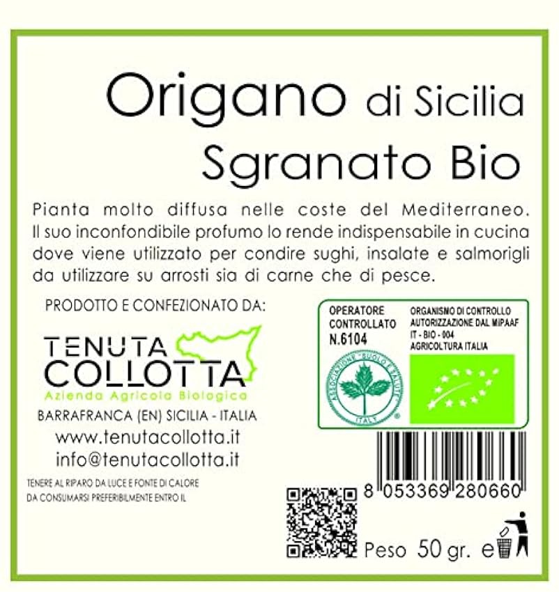 Tenuta Collotta® - Orégano Frotado Orgánico 50g - 100% Italiano - Made in Sicily jU6dYHor