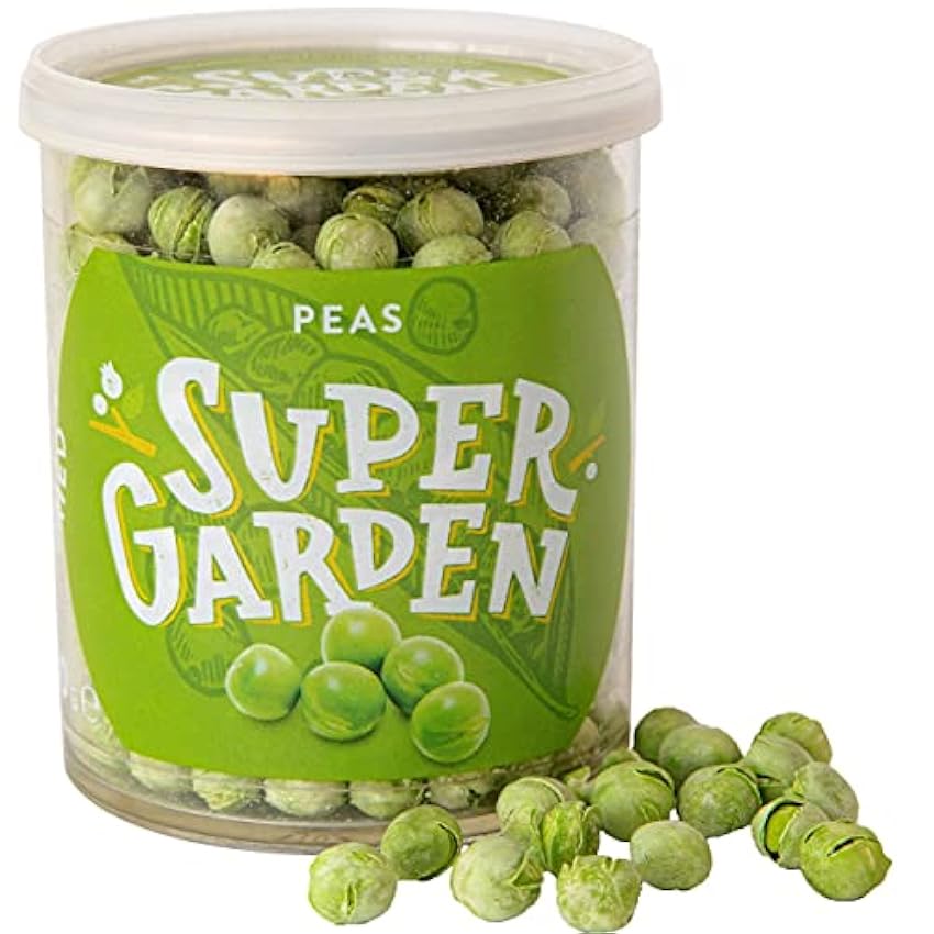 Super Garden guisantes liofilizados - Snack saludable - Producto 100% puro y natural - Apto para veganos - Sin azúcares, aditivos artificiales ni conservantes añadidos - Sin gluten - No OMG joS3siio