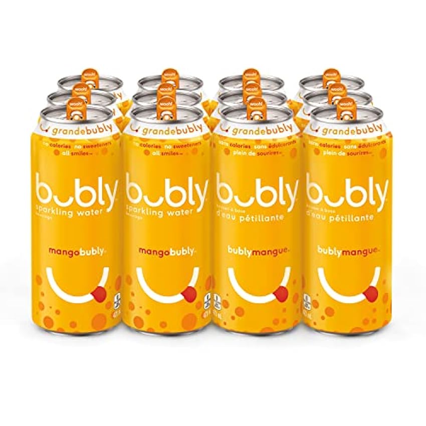 bubly Sparkling Water mangobubly, 473 mL Cans, 12 Pack 