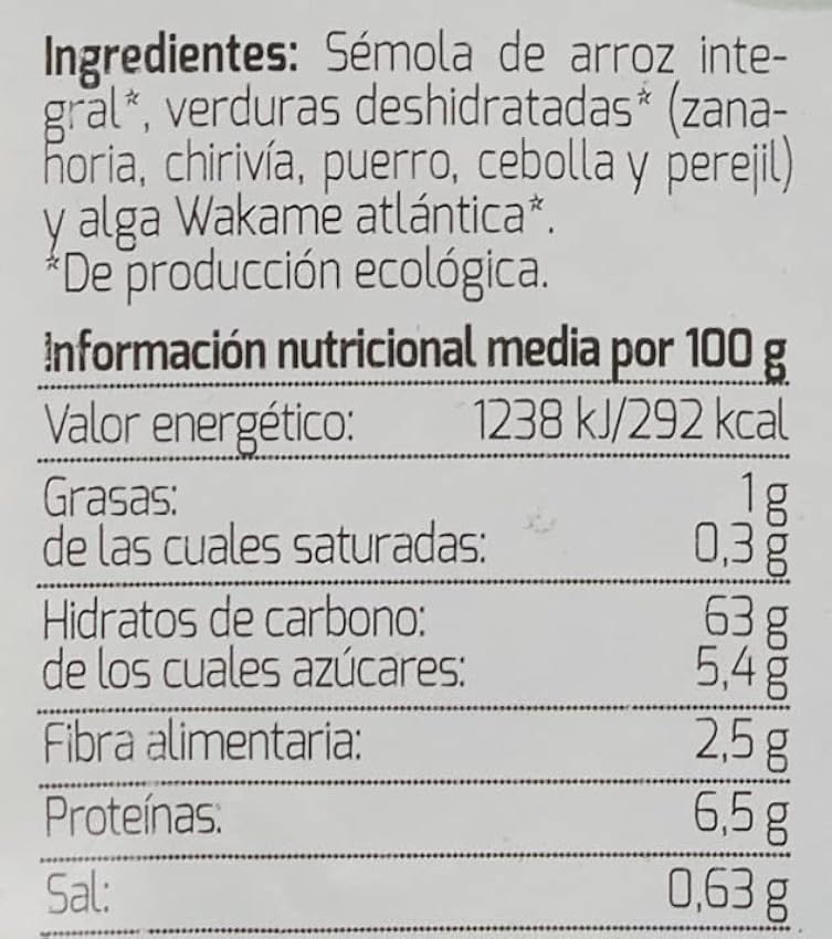 ALGAMAR Sopa DE ARROZ, Verduras Y Algas 500 G, No aplicable fkOFuUwZ
