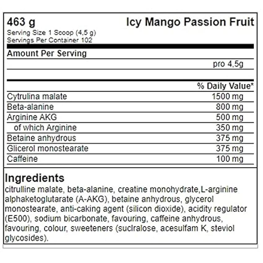 FA Nutrition Ice Pump Booster | 463 g por recipiente, entrenamiento pre-entrenamiento, efecto de enfriamiento corporal, L-citrulina, beta alanina, cafeína, suplemento dietético (fruta de la pasión del KRqwbE54