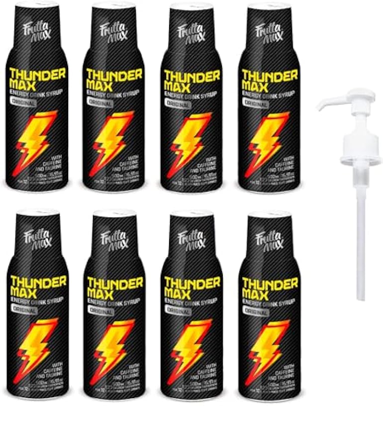 8 paquetes - FruttaMax - Energy Drink Syrup Concentrate | Less Sugar | Suitable for soda Machine (8x500ml) (8xThunderMax) J1NZ5p9Y