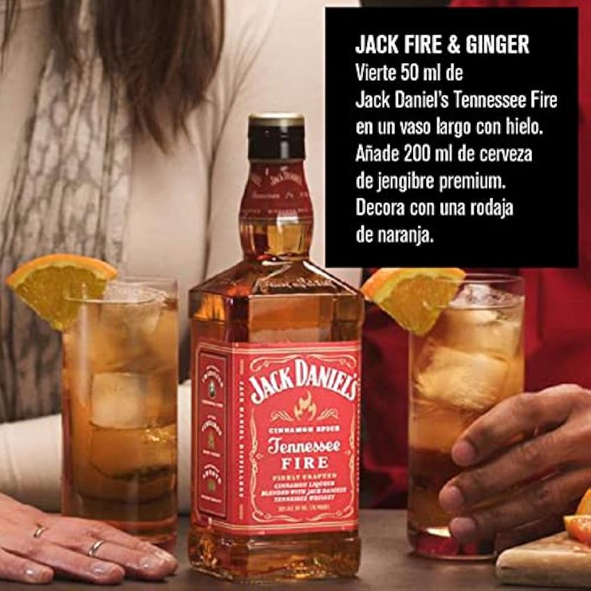 Jack Daniel´s Tennessee Fire Whiskey, Fusión Jack Daniel´s Old No.7 y Canela de Ceylán, Acabado Picante, 35% Vol. Alcohol, 700ml KXsJzSUz