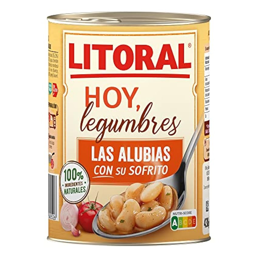 LITORAL Hoy Legumbres Alubias con su sofrito - Plato Preparado Sin Gluten - Pack de 15x430g - Total: 6.45kg msX5kYHz