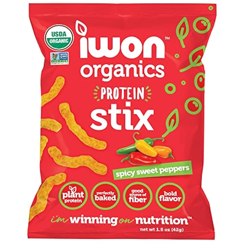 IWON Organics Spicy Sweet Protein Stix Flavor, High Protein and Organic, 8x42 (pack of 8) nS42o718