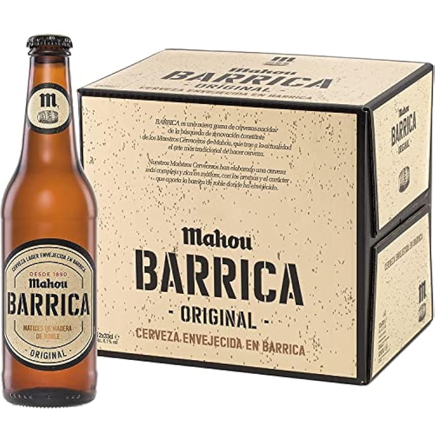 Mahou Barrica Original, Cerveza Lager Envejecida en Barrica Varios Meses, Con Matices de Madera de Roble, 6.1% Vol. Alcohol, Pack de 12 Botellas x 33 cl kWieY4MU