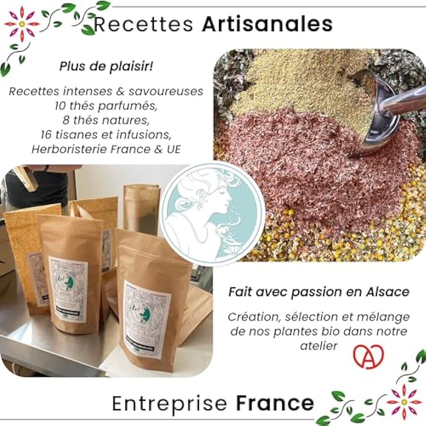 Ascenbio - Herboristerie - Verbena orgánica - 150 g - preparado y envasado en Francia - embalaje biodegradable lM6fDGf0