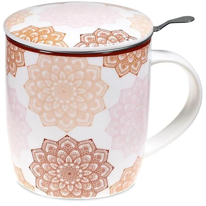 Generico Taza de té de té con infusiones de color rosa Mandala gcKDvvbE