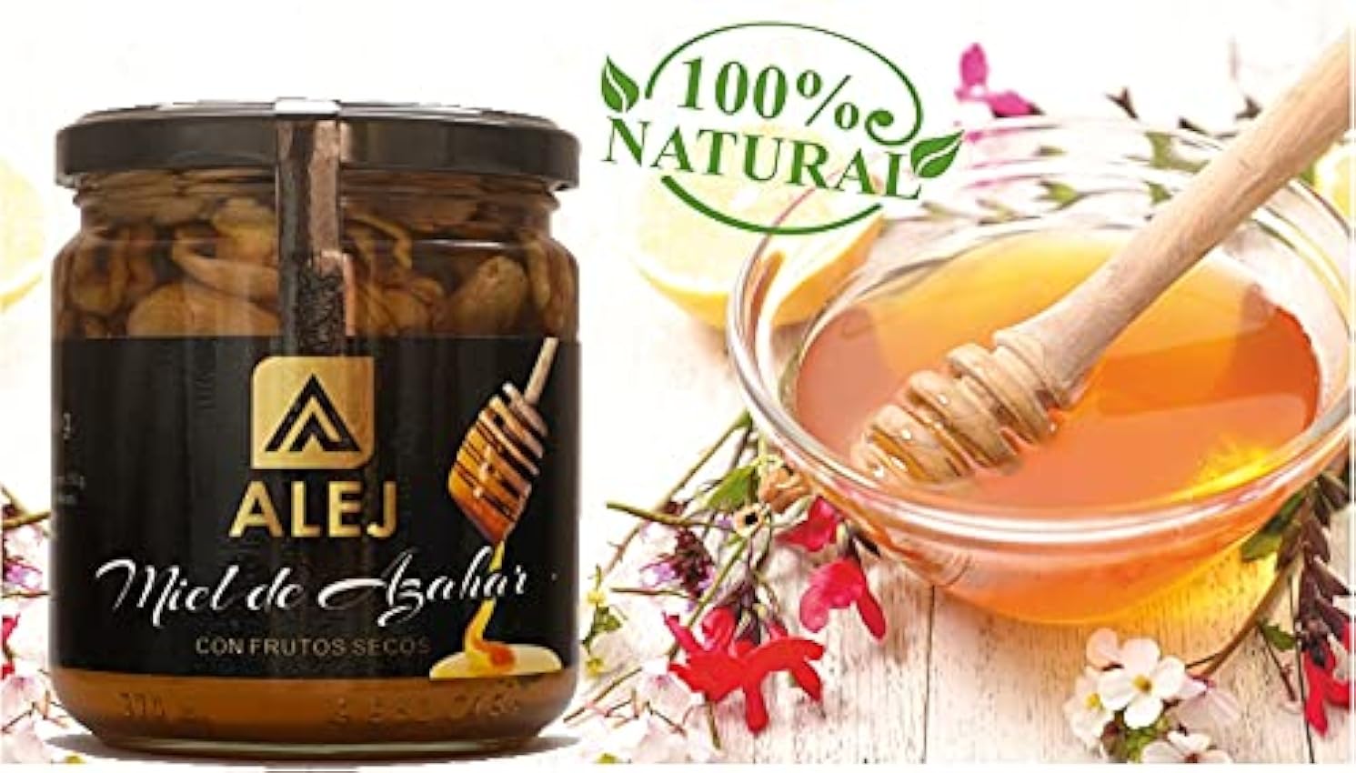 Alej Miel de flores Pura de Abeja Natural Ecologica Gourmet Cruda, Miel 100% Pura Natural Española Honey Sin Filtrar, En Tarro de Cristal de 500g p8yruHWk