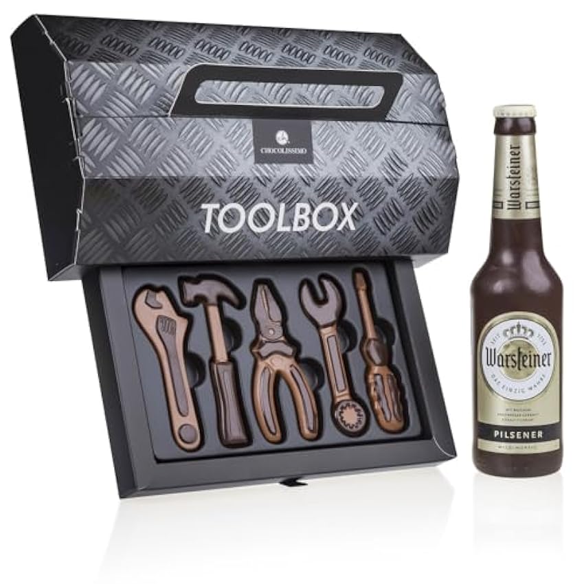 Set Toolbox & ChocoBier - cerveza de chocolate y herramienta de chocolate | Caja de herramientas Botella de cerveza de chocolate | Idea de regalo | hombres | Regalo Día del Padre | papa | aficionado GUbL1grs