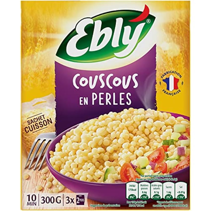 EBLY Couscous en Perles Cuisson 10 Minutes 3 Sachets de 100 g NgkpWyRO