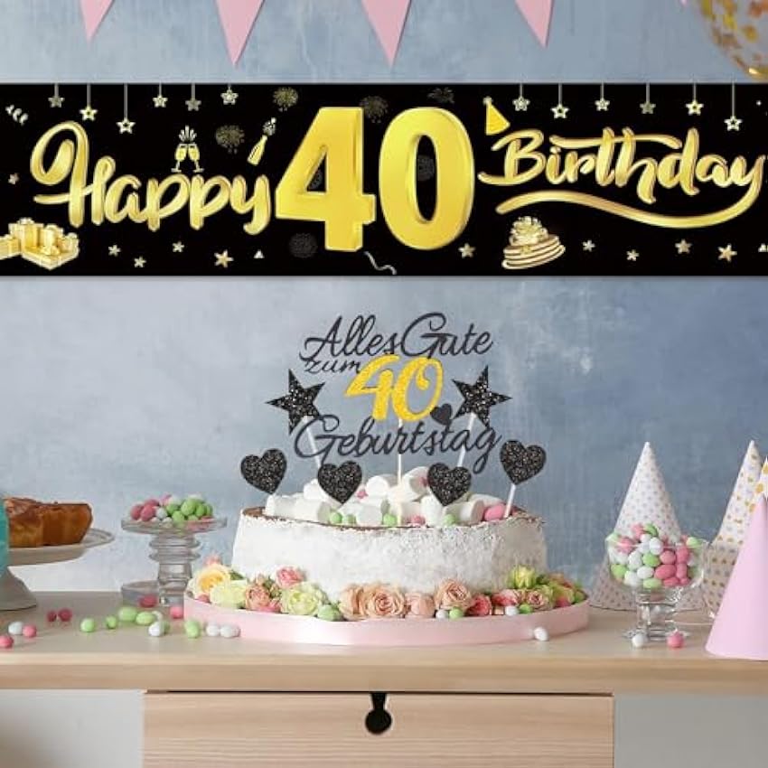 GoldRock 11 piezas de decoración para 40 cumpleaños hombre mujer decoración para tartas cumpleaños 40 cumpleaños decoración 40 cumpleaños 40 cumpleaños 40 años FyF7Ry1c