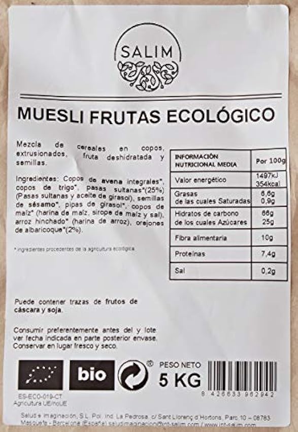 Graneles Granel Eco Muesli Frutas 5 Kg Graneles 5000 g j01sxNcE
