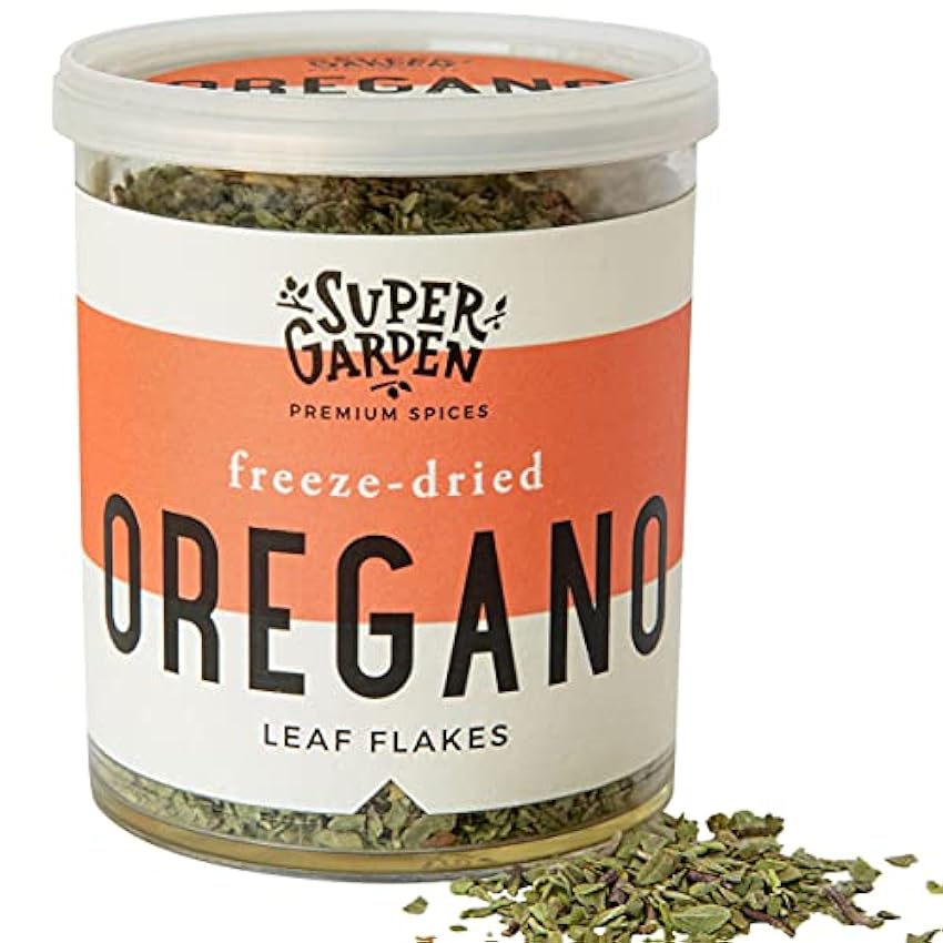 Super Garden orégano liofilizado - Producto 100% puro y natural - Apto para veganos - Sin azúcares, aditivos artificiales ni conservantes añadidos - Sin gluten - No OMG NPom2mN4