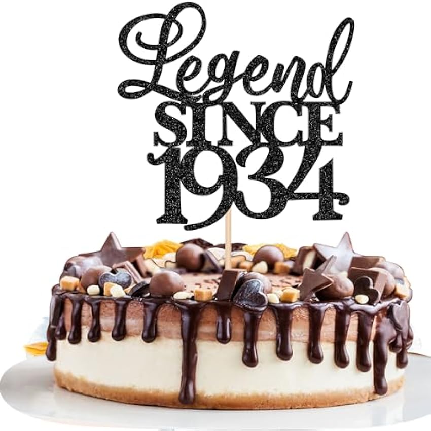 Xsstarmi 1 paquete de decoración para tartas de leyenda desde 1933 con purpurina para 90 cumpleaños, decoración para tartas de cumpleaños para hombres y mujeres, cumpleaños, boda, fiesta, color negro gJR3fm3H