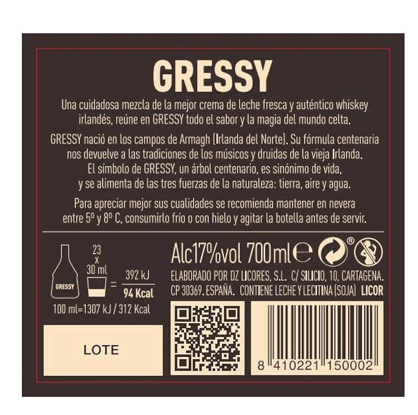 Gressy - Licor de Crema de Whisky Irlandés - 700 ml LLB3wNN7