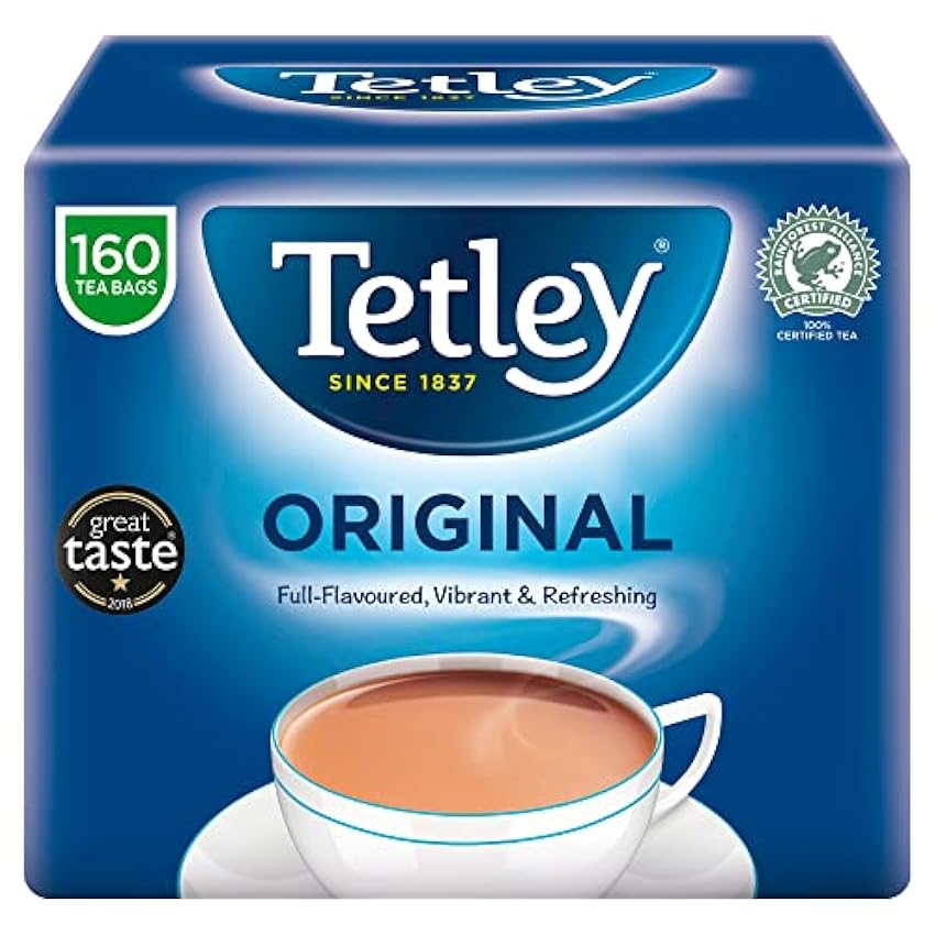 Tetley - Té Negro Original | Caja 160 unidades - Infusión rica y refrescante que Aporta Vitaminas y Minerales - 100% Ingredientes Naturales hxfIa1w7
