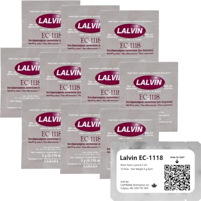 Lalvin EC-1118 Levadura de Vino (10 Paquetes) - Levadur