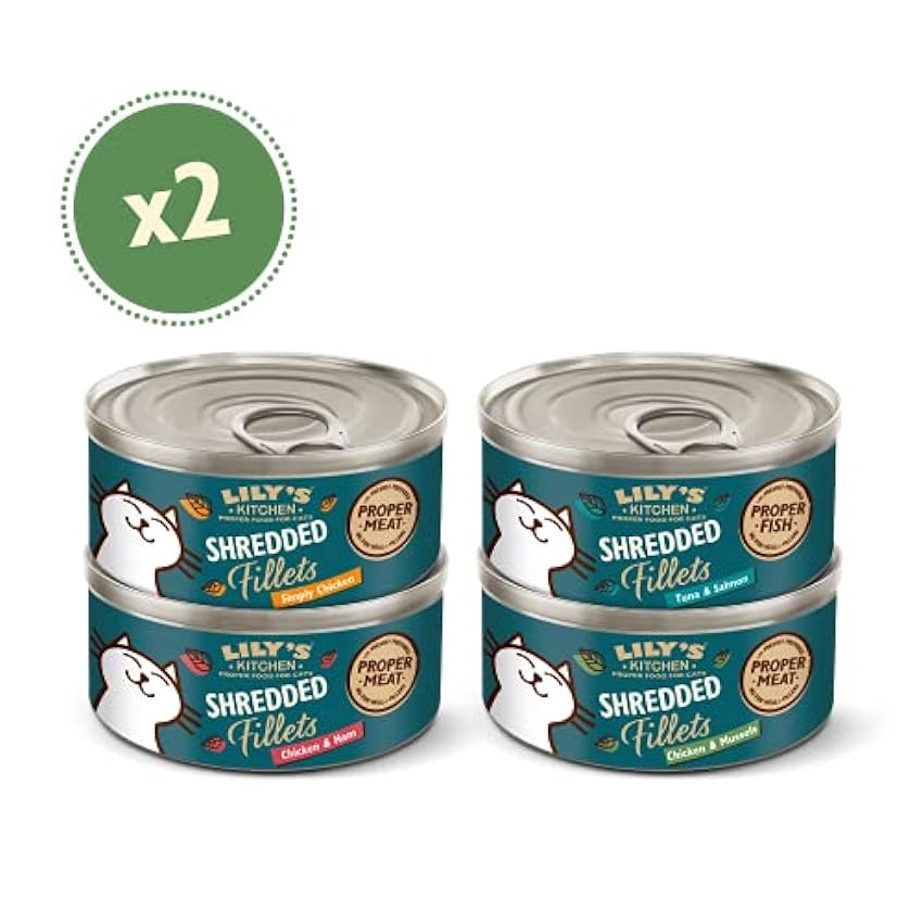 Lily´s Kitchen Cat Wet Shredded Fillets Tins Multipack 4 x (8 x 70g) pl3QrGcB