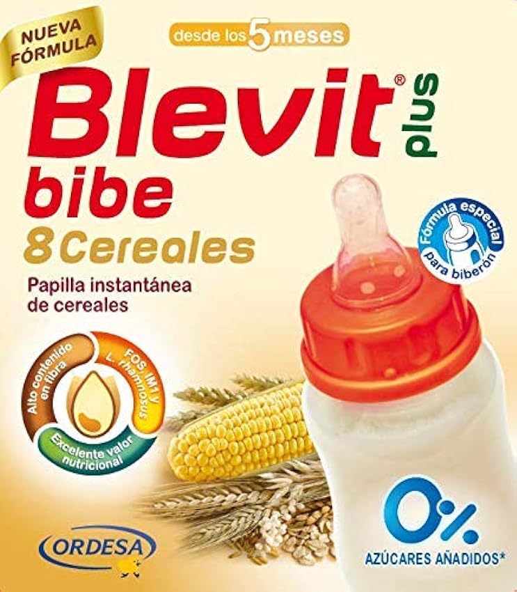 Blevit Plus Bibe 8 Cereales - Papilla de Cereales para Bebé fórmula especial para Biberón - Sin Azúcares Añadidos - Desde los 5 meses - 600g (Paquete de 2) MnsuslTt
