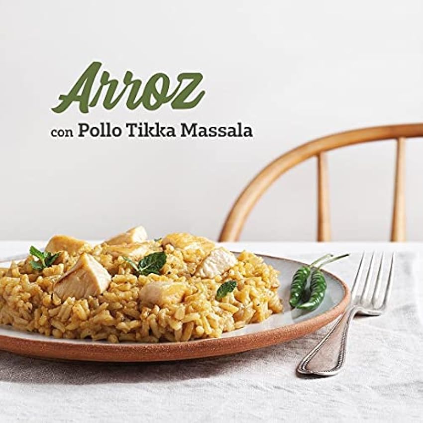 Argal Pontutoke Arroz con pollo Tikka Massala con salsa de leche de coco, tomate y especias de Asia. Ración para dos personas de 860 g - Pack de 4 oyhgBPrh