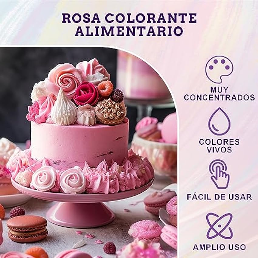 Colorante Alimentario Rosa - 30ml×3 Botellas Colorante Alimentario Alta Concentración Liquid Set para Repostería, Decoración de Tartas, Caramelos, Bebidas, Macarons, Glaseados y Cocina OQenhFH8