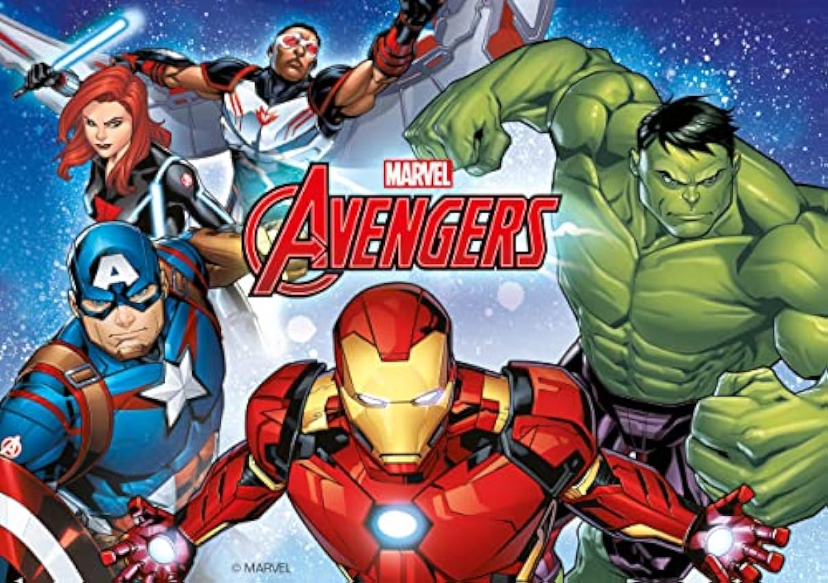 Marvel Avengers - Oblea Comestible para Decoración de Tarta de Cumpleaños Infantil - A5 J9uMU7vE