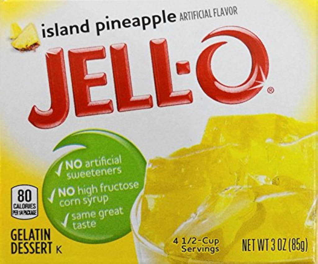 Jell-O Gelatin Dessert, Island Pineapple, 3-Ounce Box (