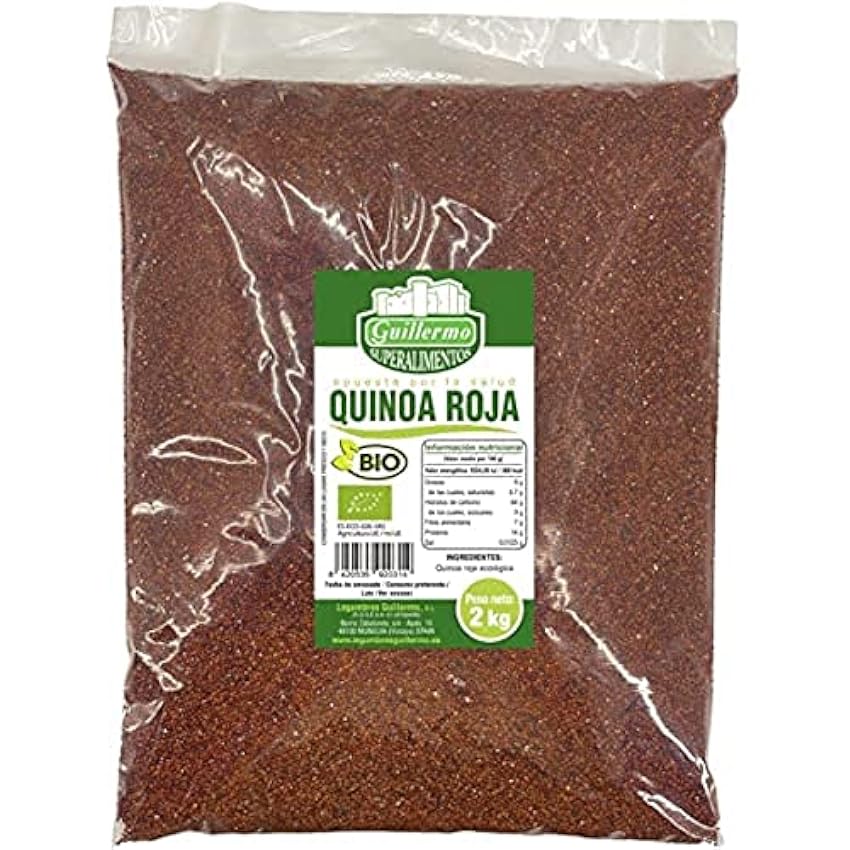 Guillermo | Quinoa roja BIO - Bolsa 2 kg. | 100% ecológica | Variedad con menos grasas y más carbohidratos | Recomendada para deportistas g92fncoA