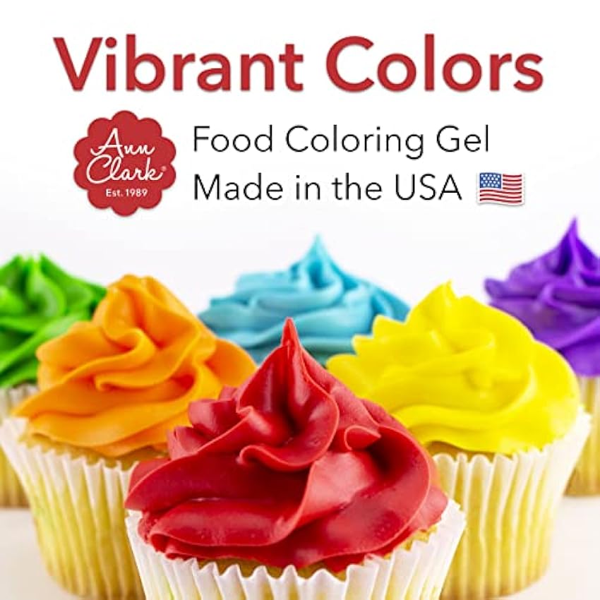 Ann Clark Gel Colorante Alimentario Gel, Paquete de 4 Colores Brillantes en Pasta HxOS5ERJ