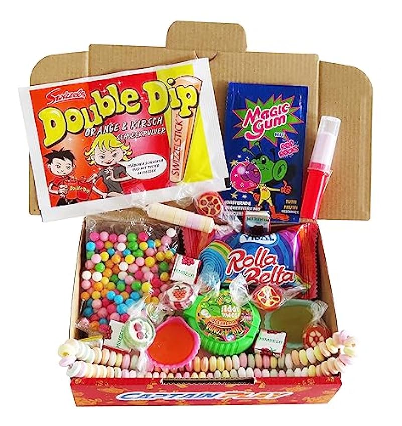 CAPTAIN PLAY Candy Box Retro, 10 Golosinas y Chucherias Retro diferentes, Surtido de Caramelos, ideal para Cumpleaños, Navidad, Halloween, Piñatas l184yQOp