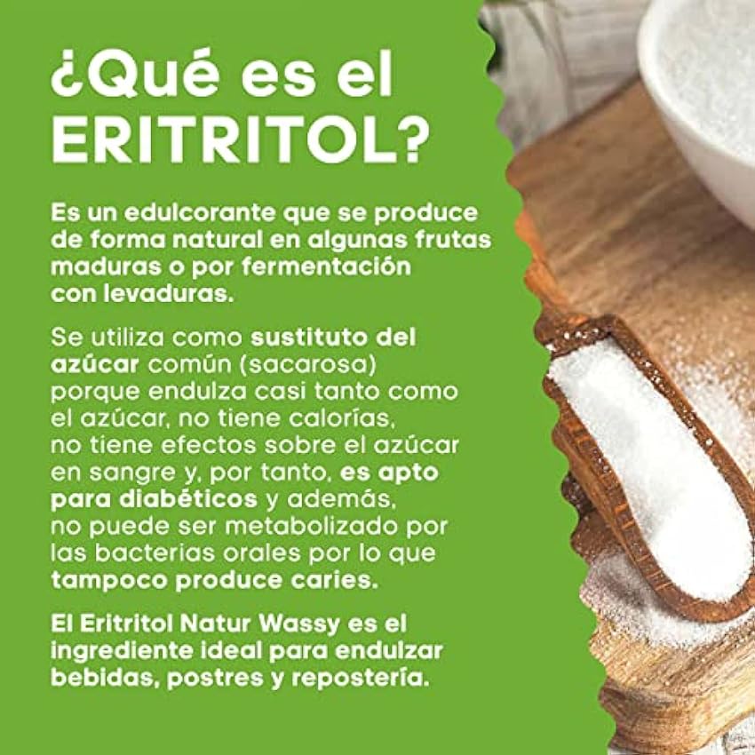 Eritritol | Edulcorante Natural, Sustituto Del Azúcar Con Cero Calorías, 100% Vegano, Apto Diabéticos, Dieta Paleo Y Keto (800Gr.) HX7GGPSm