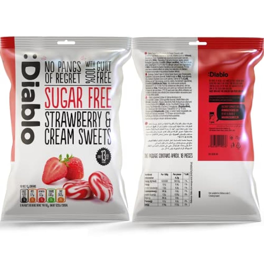 Diablo Sugar Free Strawberry and Cream Sweets 75 g (Pack of 4) kvLXLueI