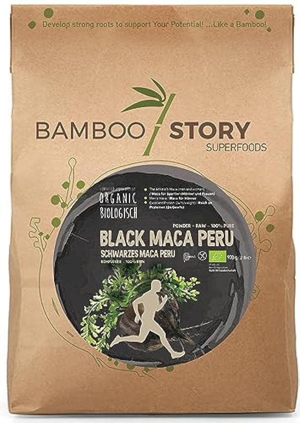 NEU | Rohpulver | BAMBOO STORY | Schwarzes Maca | Perua