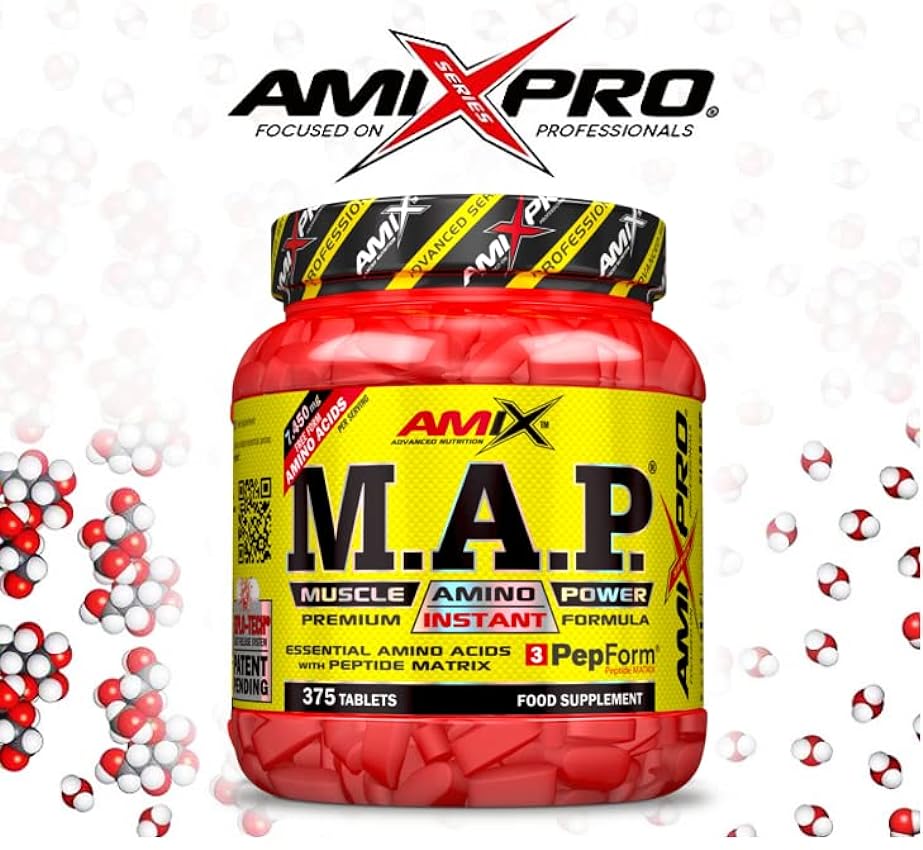AMIX - Aminoácido en Tabletas Muscle Amino Power - Suplemento para Mantener y Aumentar la Masa Muscular - Gran Aporte de Proteínas para el Desgaste Muscular - 375 tabletas MNbInfHv